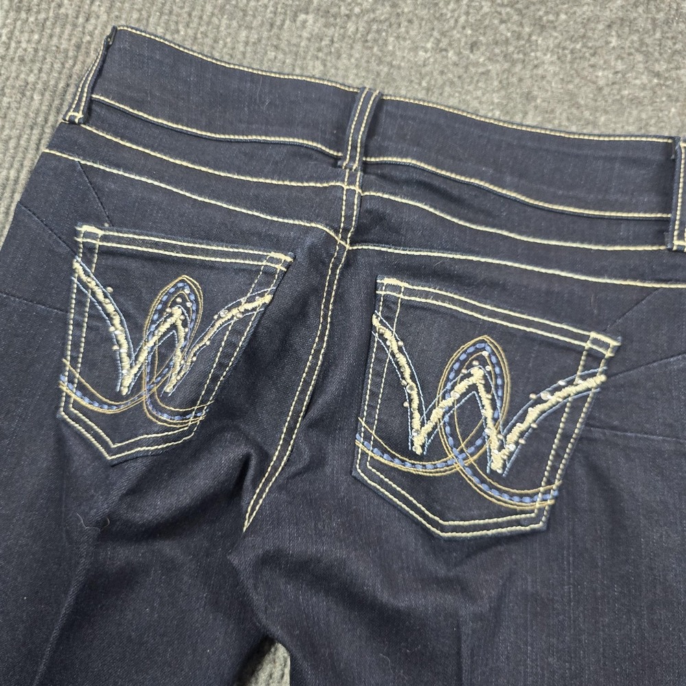 Wrangler Jeans Juniors 1/2 X 32 Blue Dark Wash Mid Rise Bootcut Embroidered